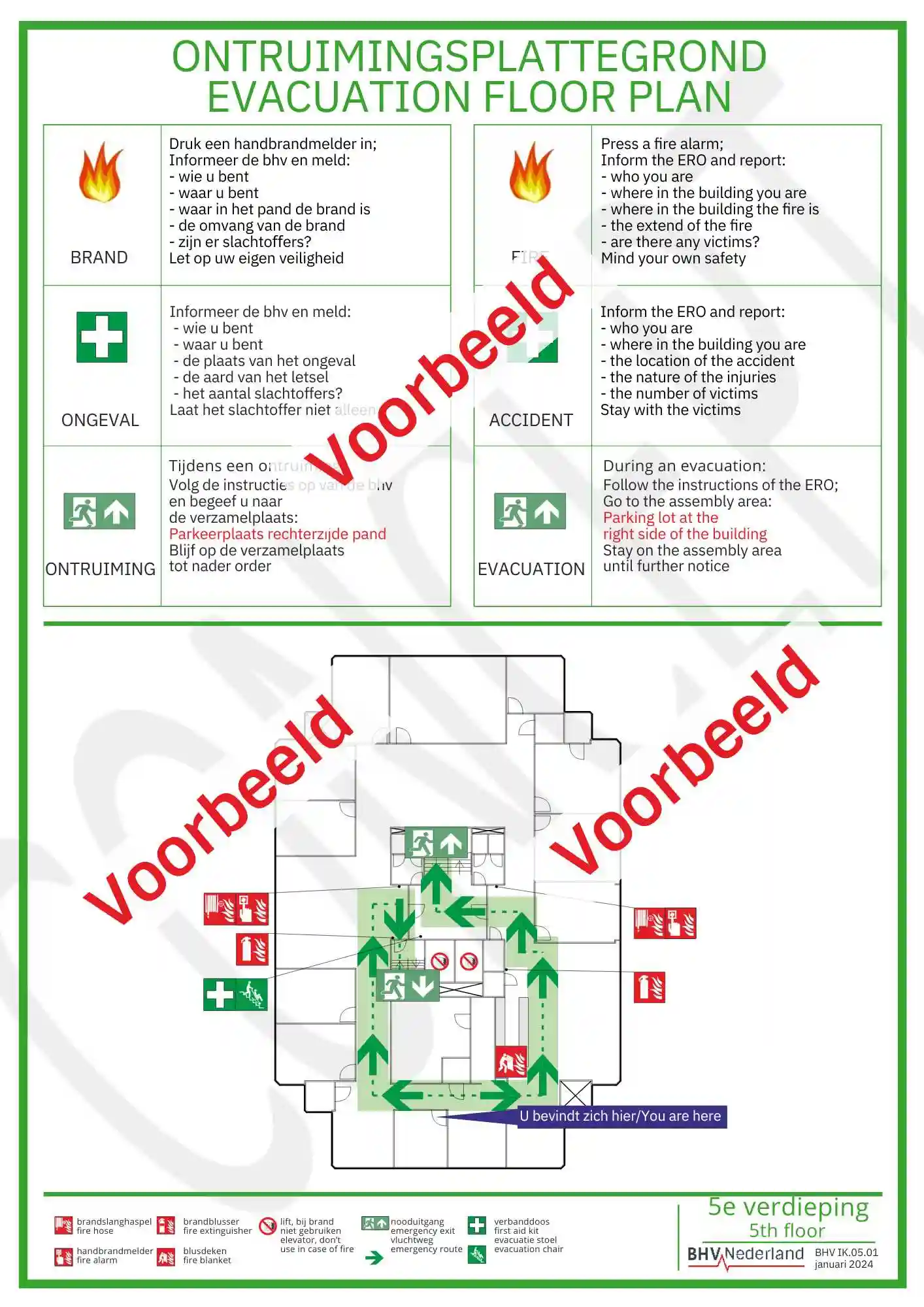 Voorbeeld van een BHV-informatiekaart