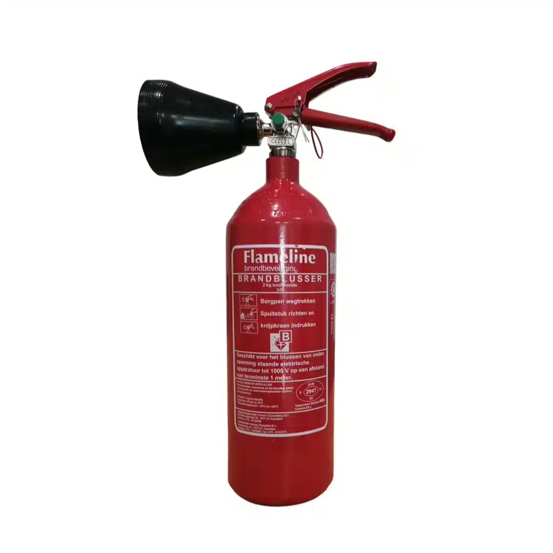 Deze 2kg CO2 brandblusser is effectief tegen diverse brandklassen.