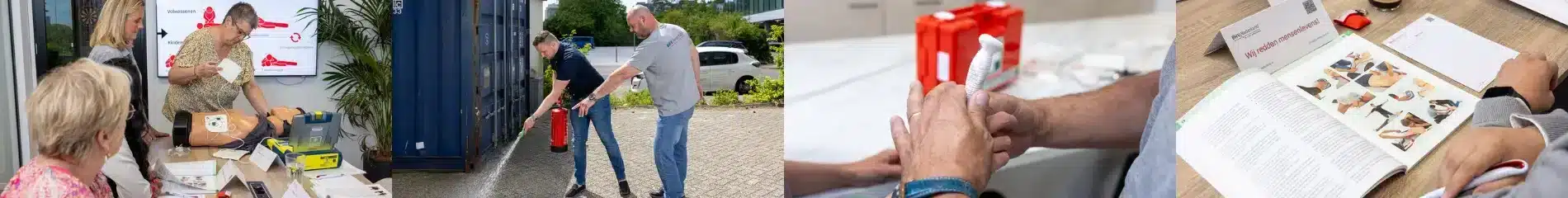 BHV en/of EHBO instructeur aan het werk.